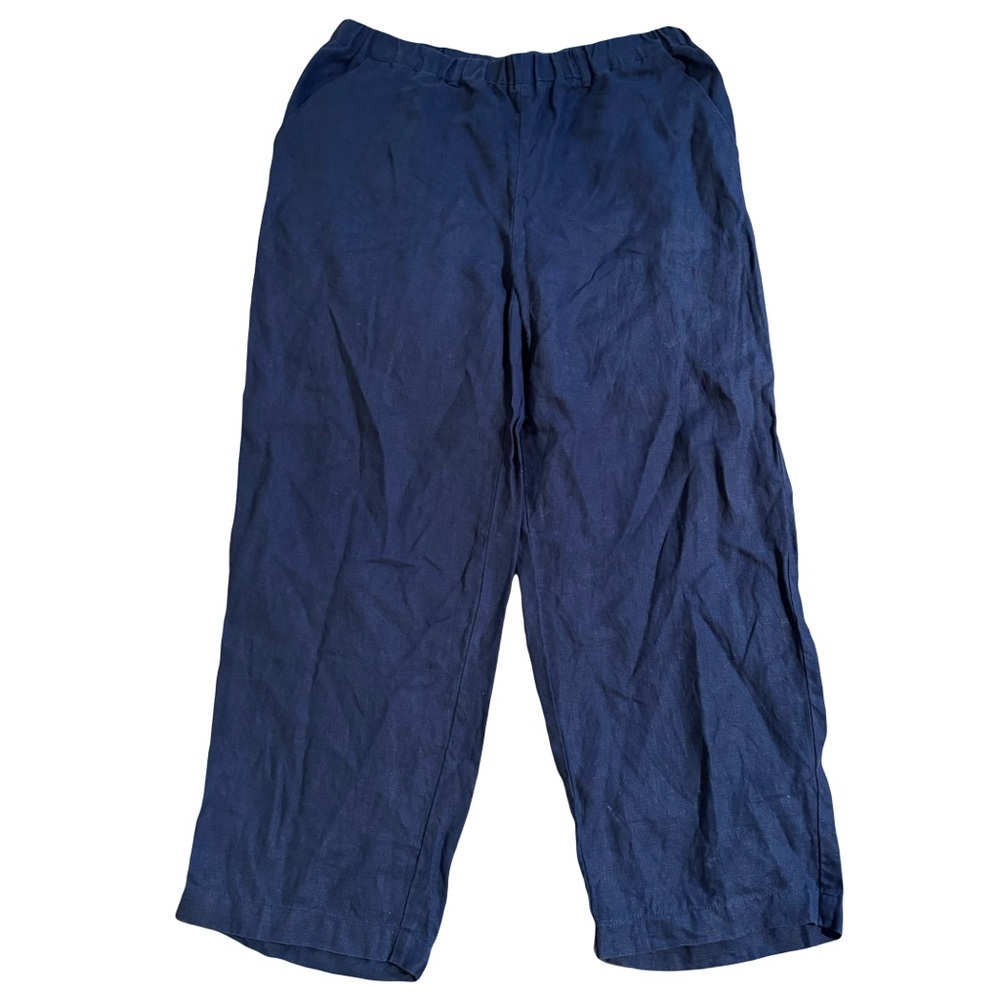 Women's Quince‎ 100% European Linen Pull On pants, Navy, Size M